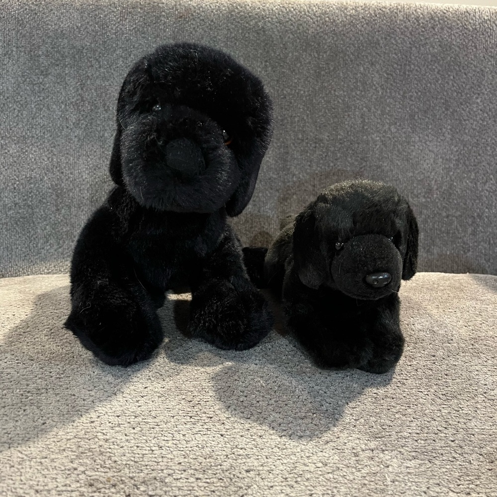 2 black lab plush's